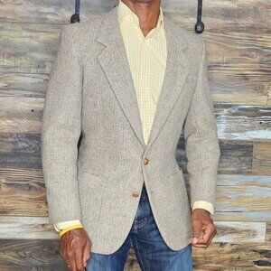 Vintage Pierre Cardin Wool Leather Buttons Dual Vent Blazer Jacket 38R